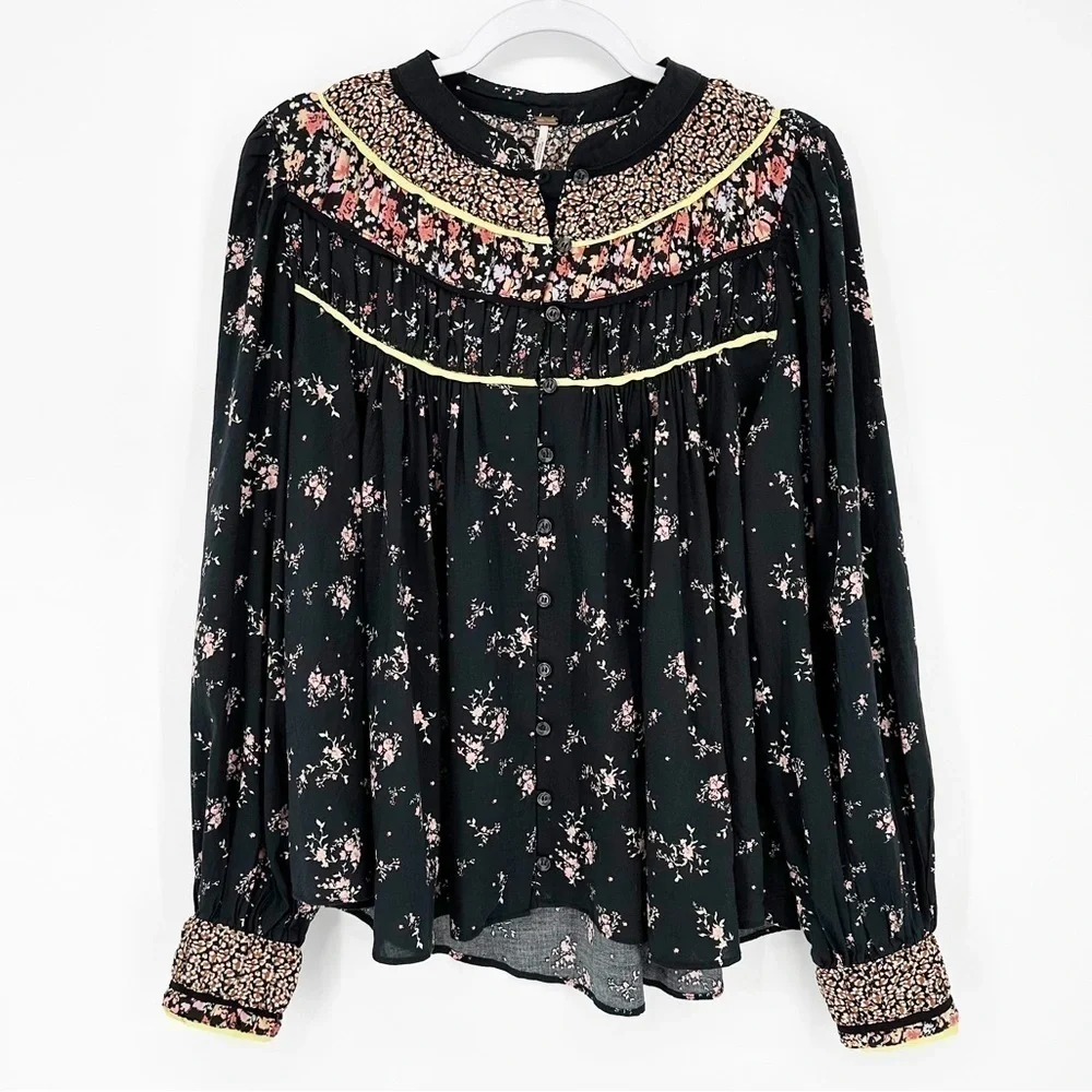Free People Paloma Printed Blouse Size Medium